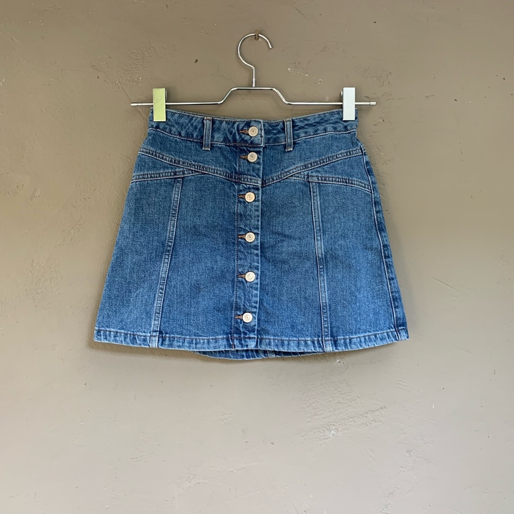 topshop moto denim skirt
